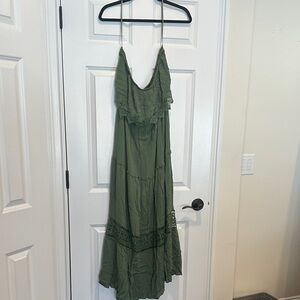 New York & Company Olive Green Maxi Dress